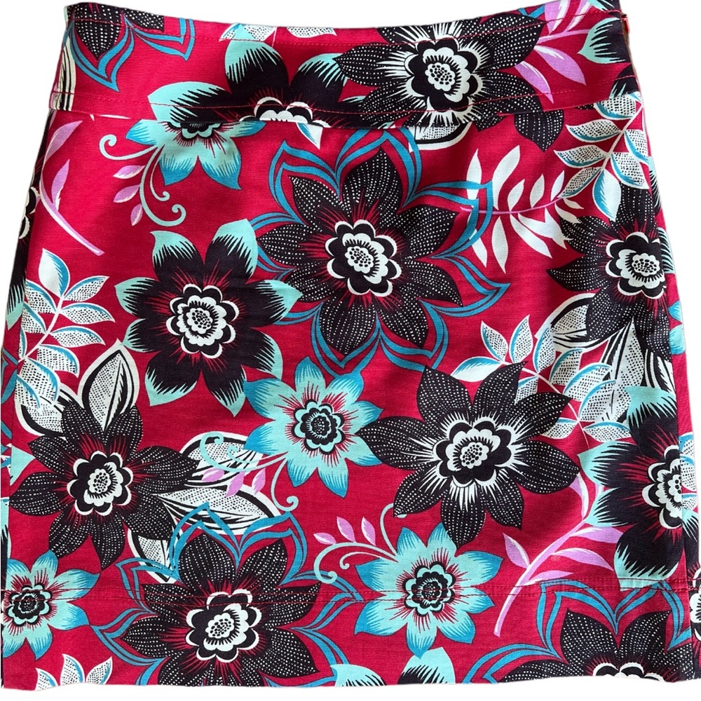 TALBOTS Red Floral A-Line Casual Skirt Size 2